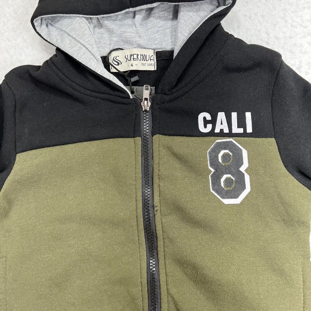 SuperNova Youth Boys Size 4 Olive Green California Cali 8 Full Zip Hoodie NWT - Picture 5 of 12